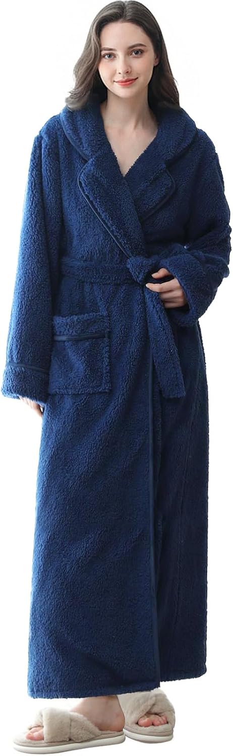 Hellomamma Long Bath Robe for Womens Plush Soft Fleece Bathrobes Nightgown Ladies Pajamas Sleepwear Housecoat - Image 41