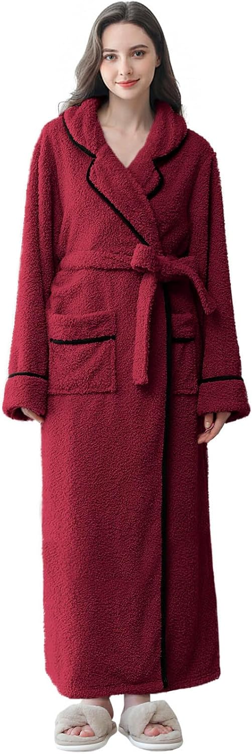 Hellomamma Long Bath Robe for Womens Plush Soft Fleece Bathrobes Nightgown Ladies Pajamas Sleepwear Housecoat - Image 90