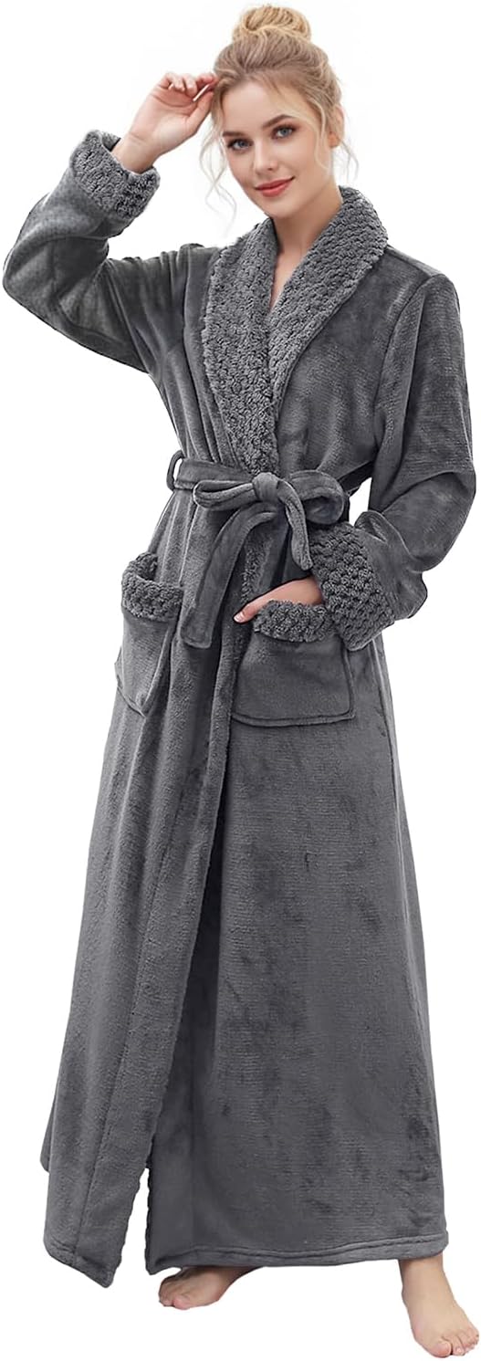 Hellomamma Long Bath Robe for Womens Plush Soft Fleece Bathrobes Nightgown Ladies Pajamas Sleepwear Housecoat - Image 103