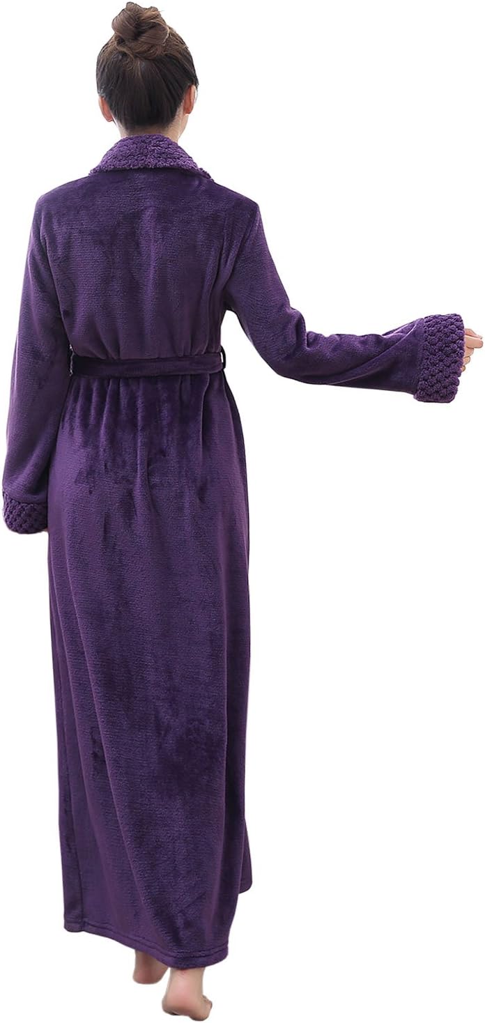 Hellomamma Long Bath Robe for Womens Plush Soft Fleece Bathrobes Nightgown Ladies Pajamas Sleepwear Housecoat - Image 75