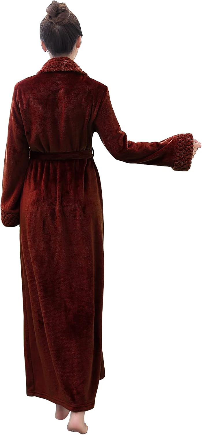 Hellomamma Long Bath Robe for Womens Plush Soft Fleece Bathrobes Nightgown Ladies Pajamas Sleepwear Housecoat - Image 56