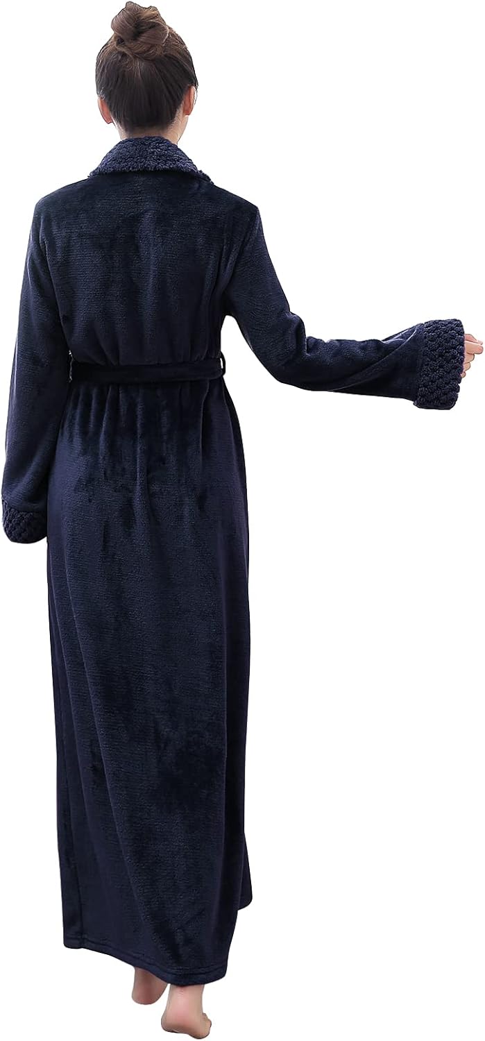 Hellomamma Long Bath Robe for Womens Plush Soft Fleece Bathrobes Nightgown Ladies Pajamas Sleepwear Housecoat - Image 50