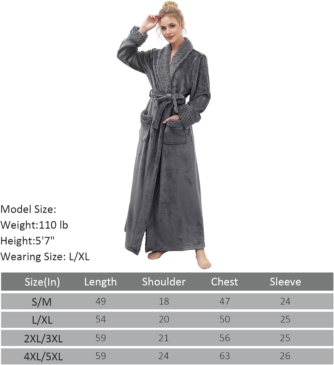 Hellomamma Long Bath Robe for Womens Plush Soft Fleece Bathrobes Nightgown Ladies Pajamas Sleepwear Housecoat - Image 108