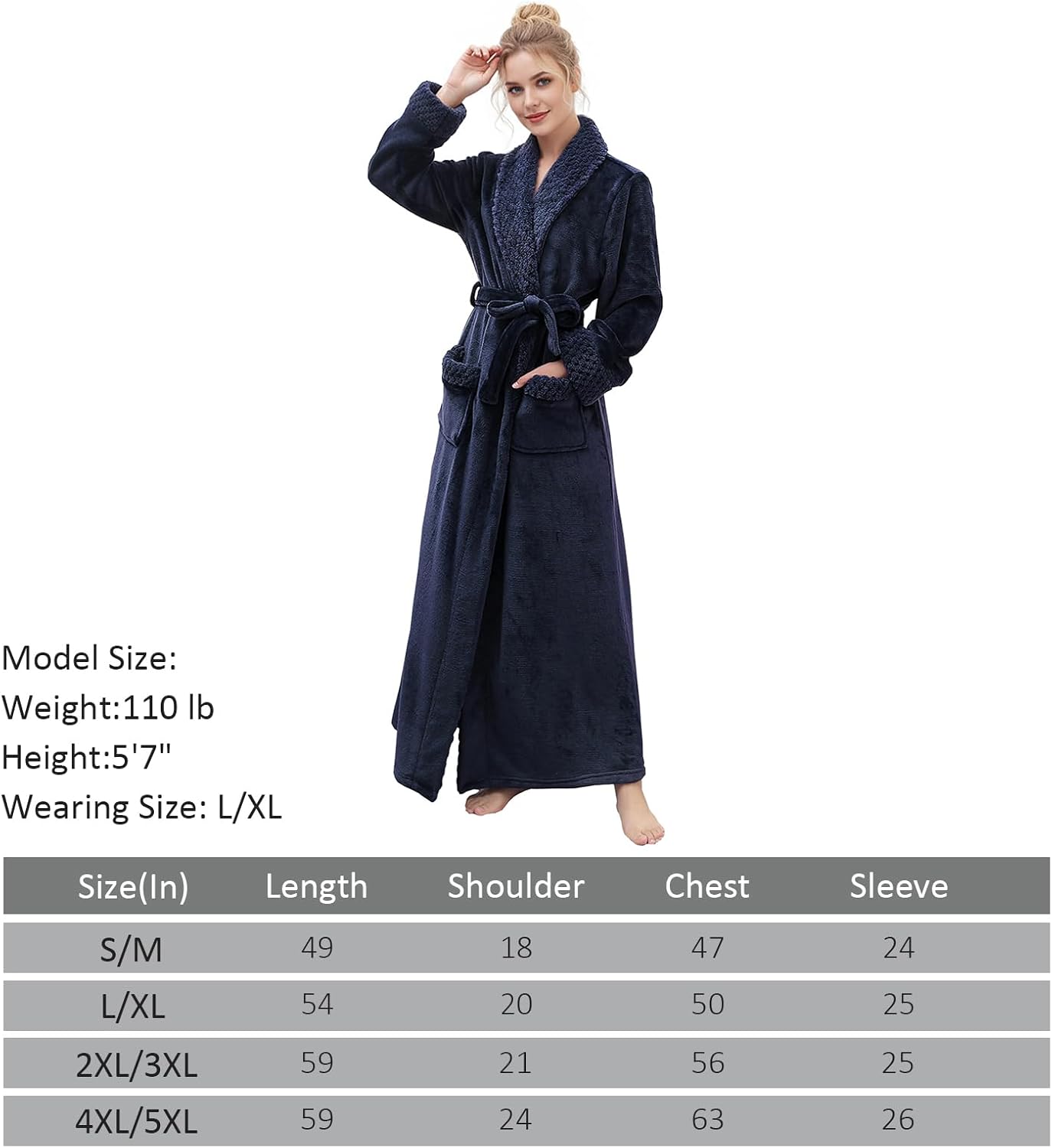 Hellomamma Long Bath Robe for Womens Plush Soft Fleece Bathrobes Nightgown Ladies Pajamas Sleepwear Housecoat - Image 52