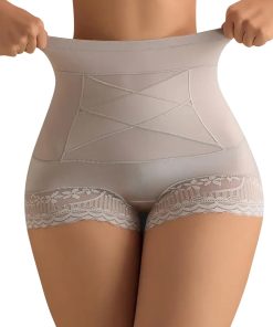 Tummy Control Shapewear for Women, High-Waisted Butt Lifter Briefs, Slimming Underwear Panties with Lace Trim