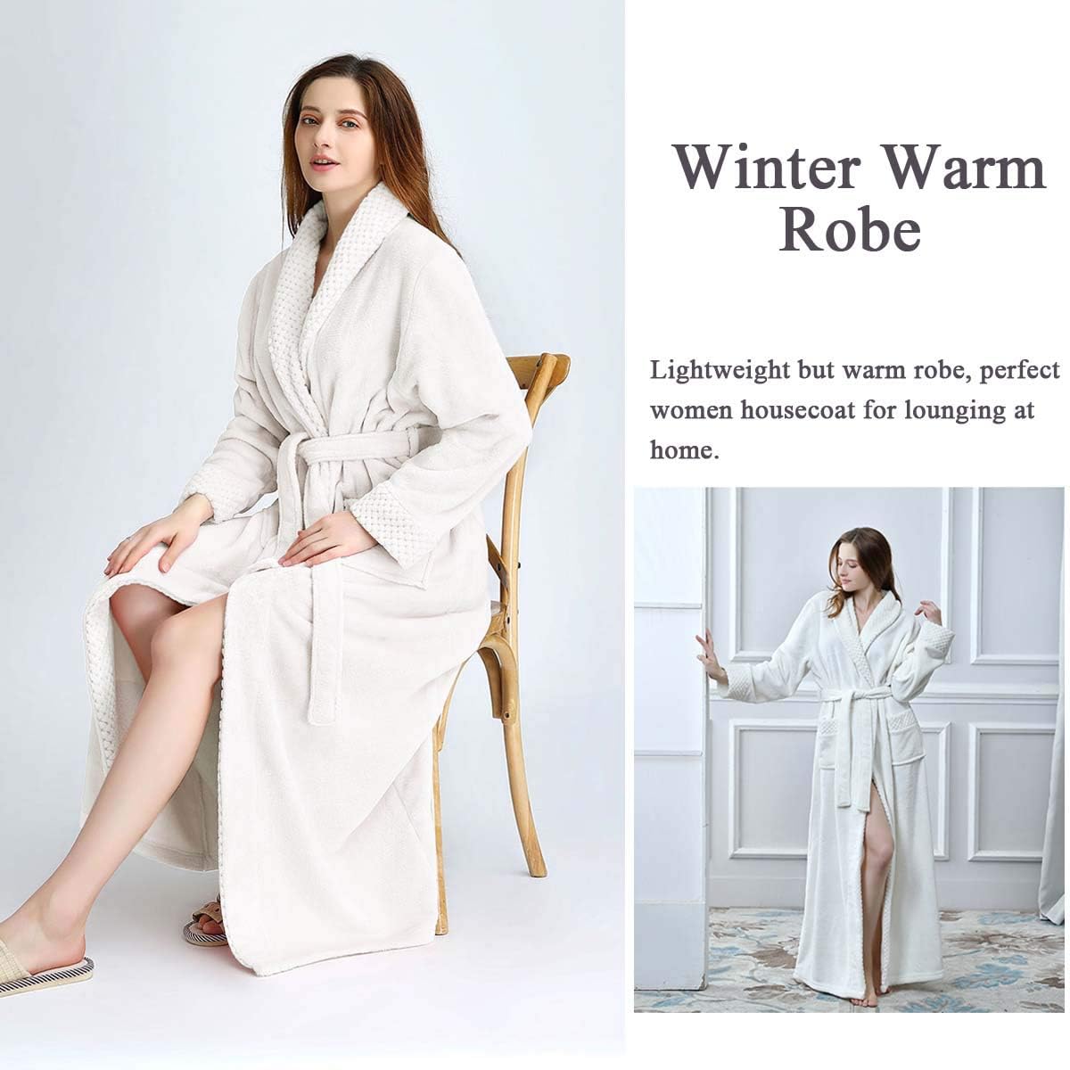 Hellomamma Long Bath Robe for Womens Plush Soft Fleece Bathrobes Nightgown Ladies Pajamas Sleepwear Housecoat - Image 69