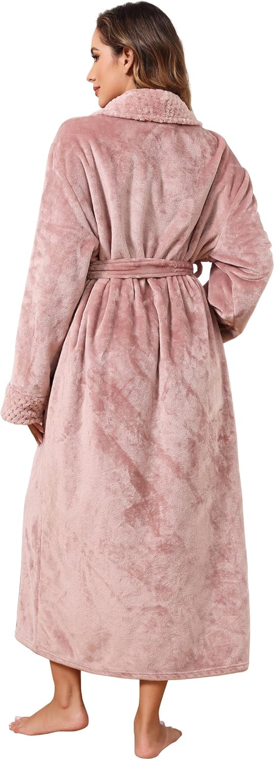 Hellomamma Long Bath Robe for Womens Plush Soft Fleece Bathrobes Nightgown Ladies Pajamas Sleepwear Housecoat - Image 25