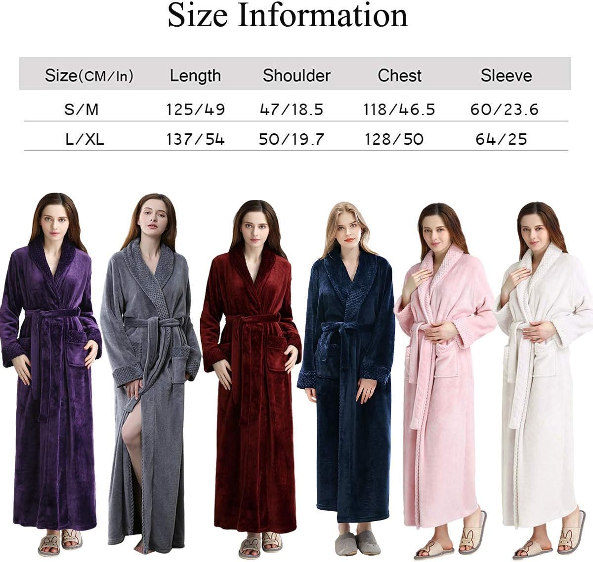 Hellomamma Long Bath Robe for Womens Plush Soft Fleece Bathrobes Nightgown Ladies Pajamas Sleepwear Housecoat - Image 64
