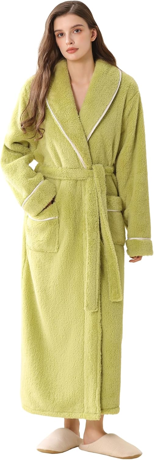 Hellomamma Long Bath Robe for Womens Plush Soft Fleece Bathrobes Nightgown Ladies Pajamas Sleepwear Housecoat - Image 96