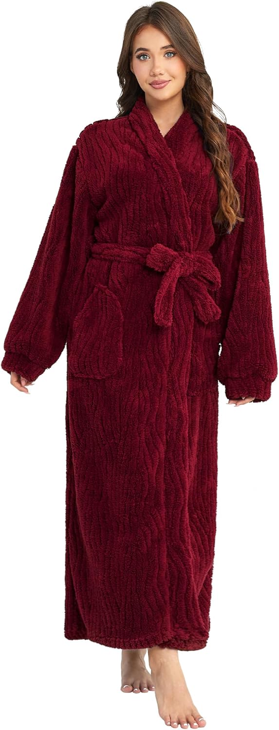 Hellomamma Long Bath Robe for Womens Plush Soft Fleece Bathrobes Nightgown Ladies Pajamas Sleepwear Housecoat - Image 83