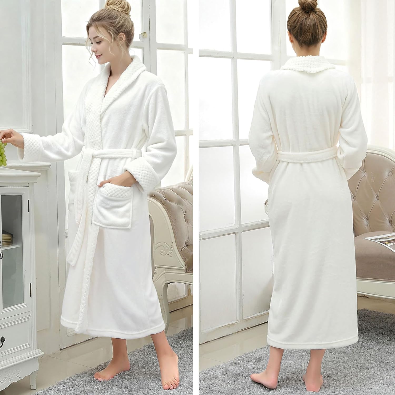 Hellomamma Long Bath Robe for Womens Plush Soft Fleece Bathrobes Nightgown Ladies Pajamas Sleepwear Housecoat - Image 68