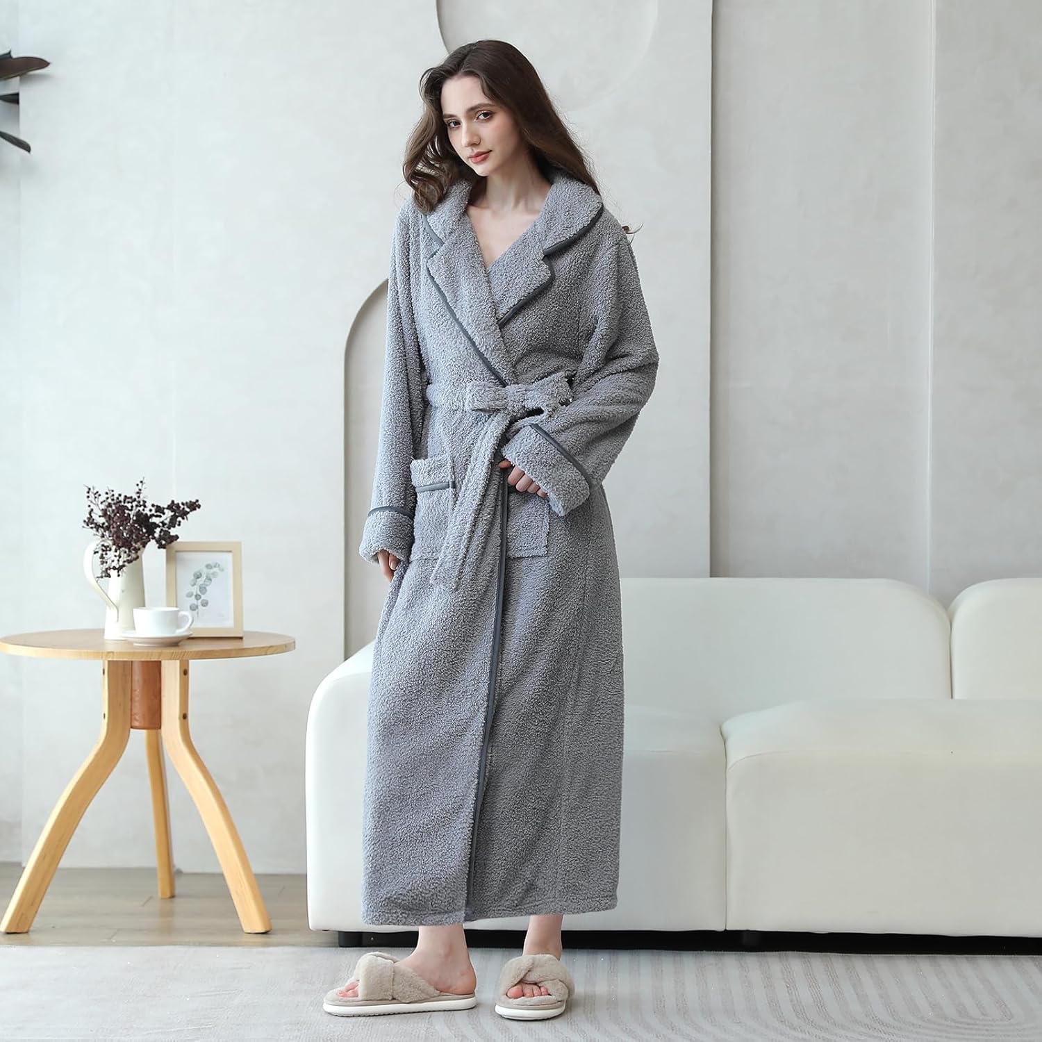 Hellomamma Long Bath Robe for Womens Plush Soft Fleece Bathrobes Nightgown Ladies Pajamas Sleepwear Housecoat - Image 82