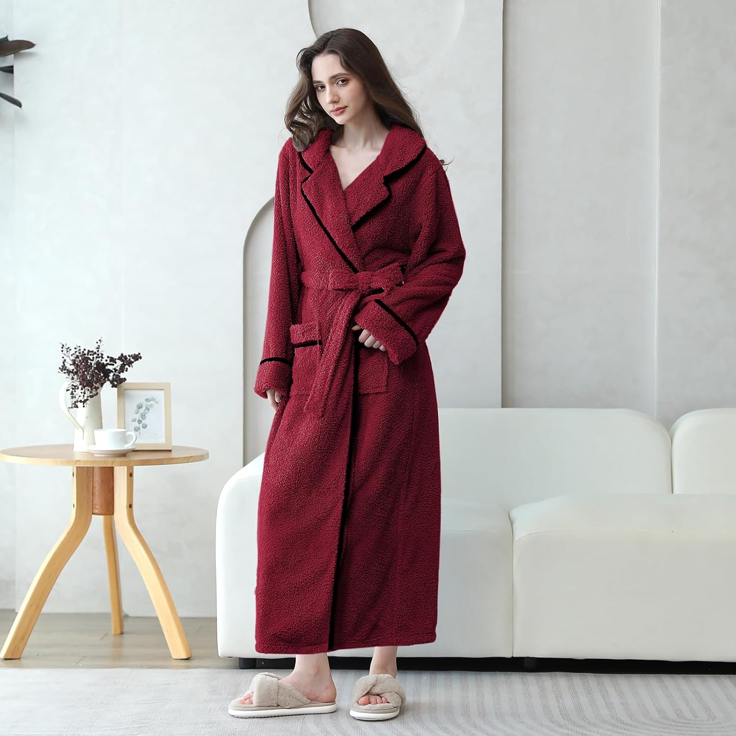 Hellomamma Long Bath Robe for Womens Plush Soft Fleece Bathrobes Nightgown Ladies Pajamas Sleepwear Housecoat - Image 95
