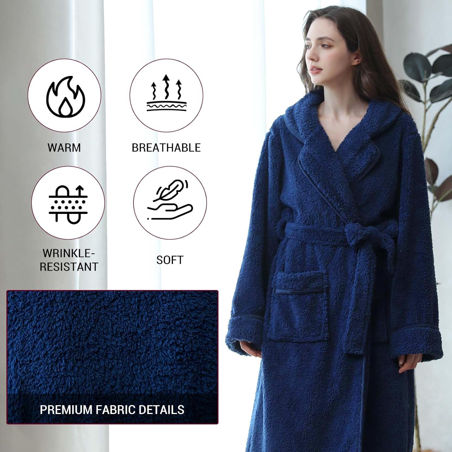 Hellomamma Long Bath Robe for Womens Plush Soft Fleece Bathrobes Nightgown Ladies Pajamas Sleepwear Housecoat - Image 44