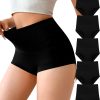 Annenmy Cotton High Waisted Underwear for Postpartum Boy Shorts Women Tummy Control Brief Cotton Panties 5 Pack