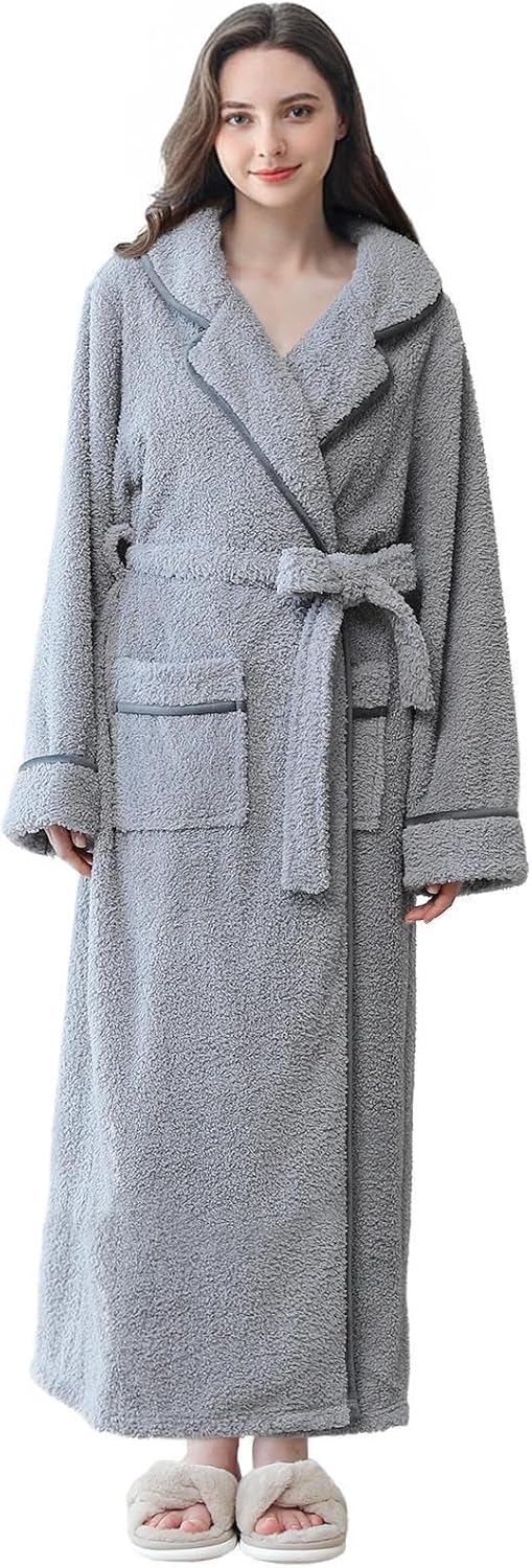 Hellomamma Long Bath Robe for Womens Plush Soft Fleece Bathrobes Nightgown Ladies Pajamas Sleepwear Housecoat - Image 77