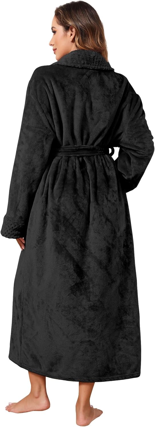 Hellomamma Long Bath Robe for Womens Plush Soft Fleece Bathrobes Nightgown Ladies Pajamas Sleepwear Housecoat - Image 38