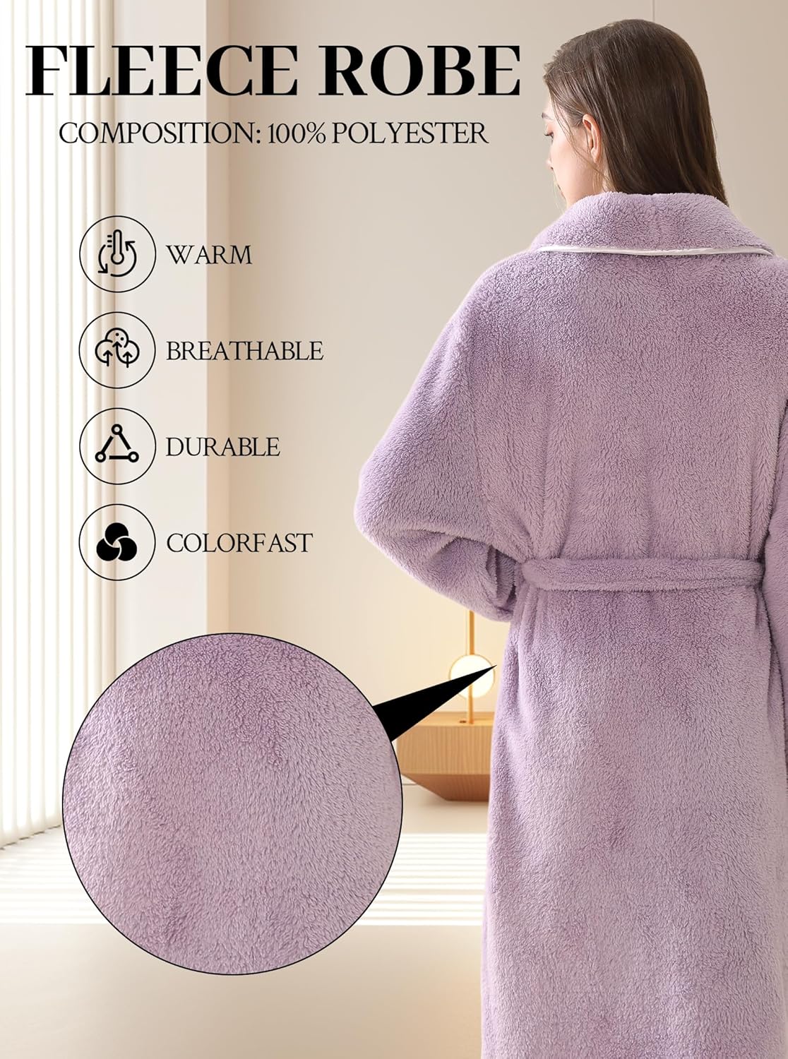 Hellomamma Long Bath Robe for Womens Plush Soft Fleece Bathrobes Nightgown Ladies Pajamas Sleepwear Housecoat - Image 11
