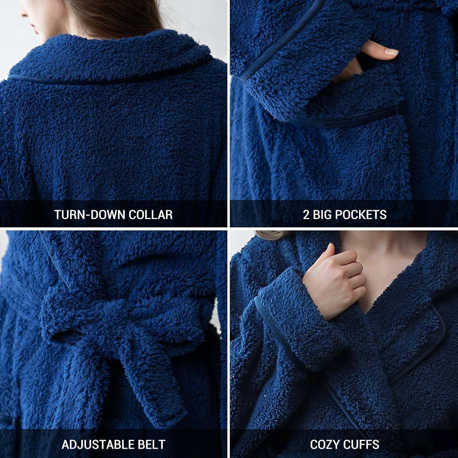 Hellomamma Long Bath Robe for Womens Plush Soft Fleece Bathrobes Nightgown Ladies Pajamas Sleepwear Housecoat - Image 43