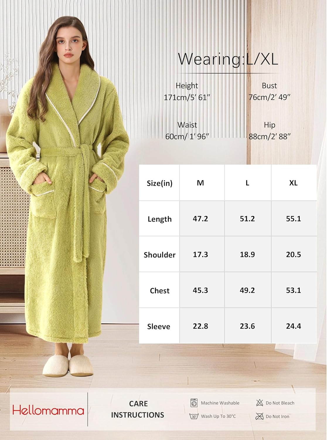 Hellomamma Long Bath Robe for Womens Plush Soft Fleece Bathrobes Nightgown Ladies Pajamas Sleepwear Housecoat - Image 102