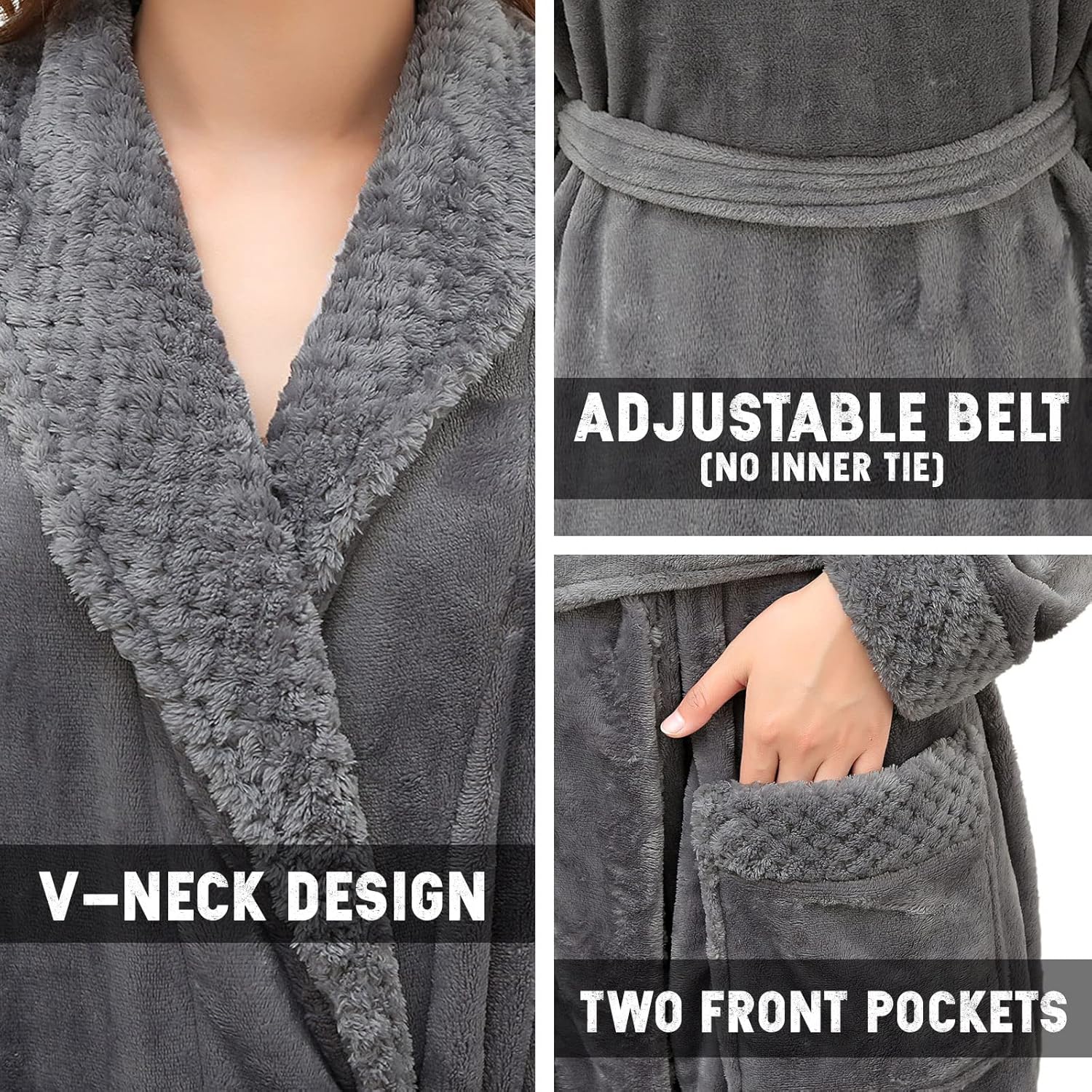 Hellomamma Long Bath Robe for Womens Plush Soft Fleece Bathrobes Nightgown Ladies Pajamas Sleepwear Housecoat - Image 105