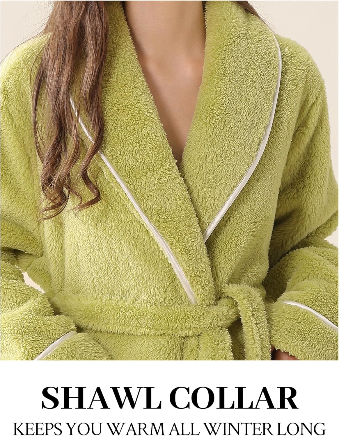 Hellomamma Long Bath Robe for Womens Plush Soft Fleece Bathrobes Nightgown Ladies Pajamas Sleepwear Housecoat - Image 97