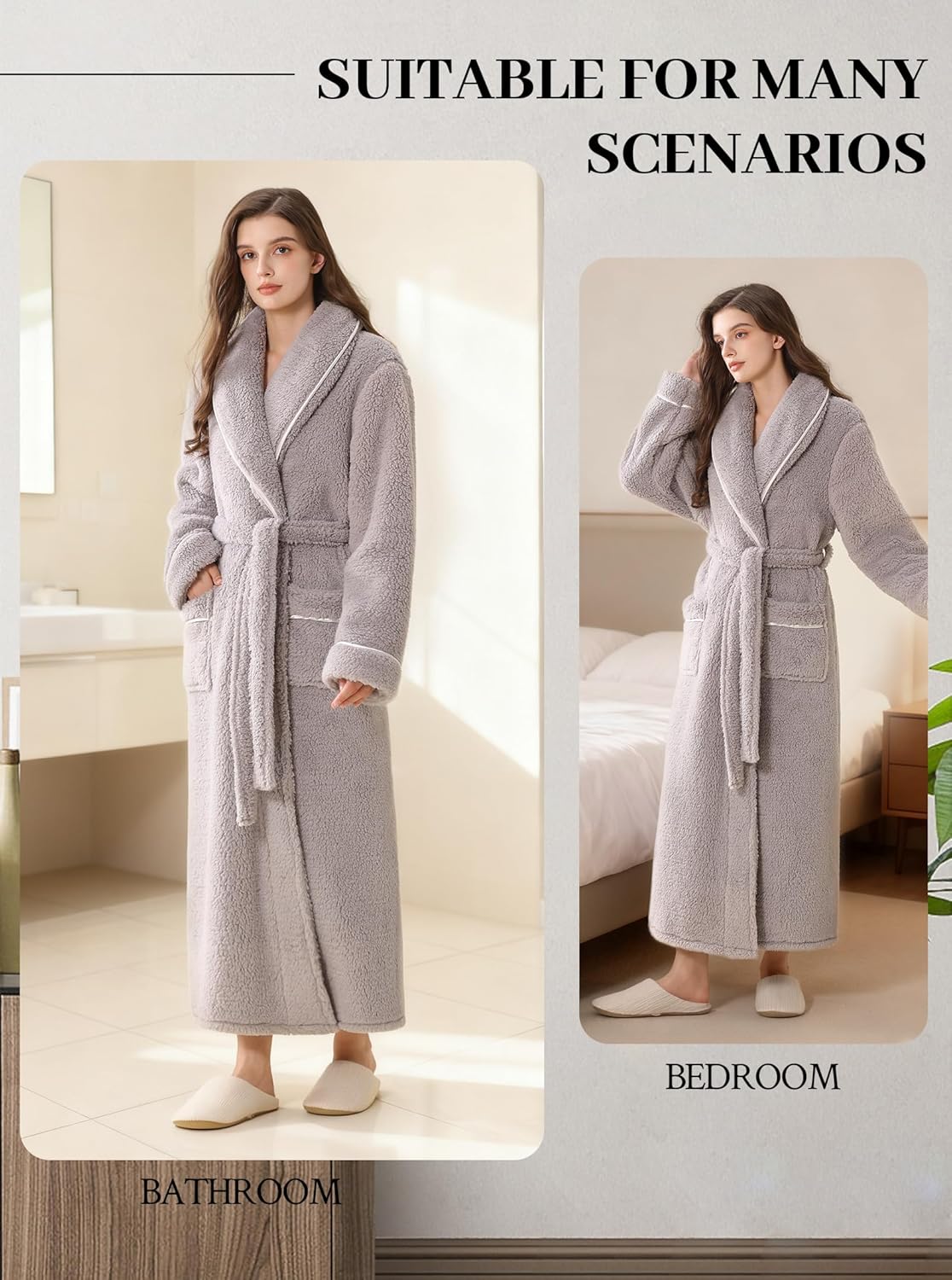 Hellomamma Long Bath Robe for Womens Plush Soft Fleece Bathrobes Nightgown Ladies Pajamas Sleepwear Housecoat - Image 20