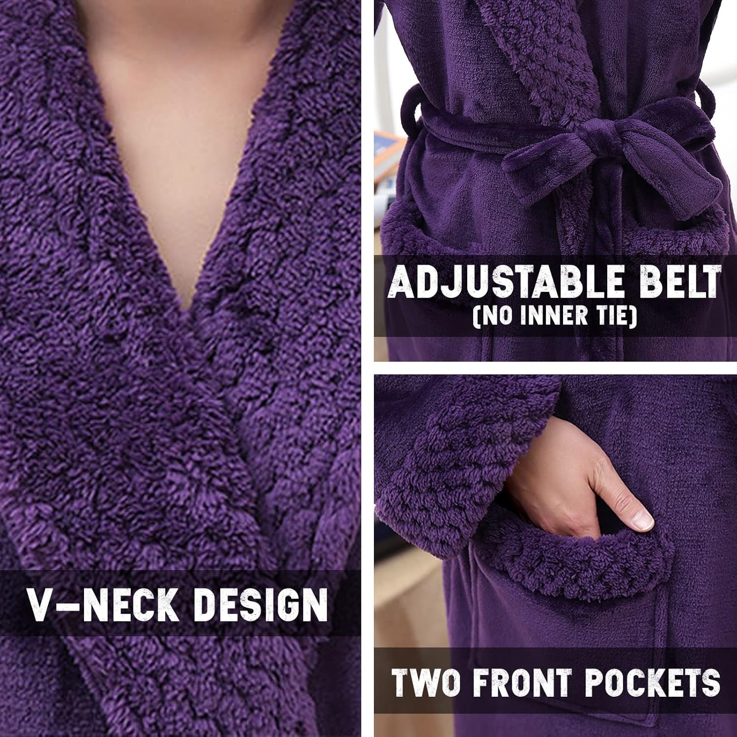 Hellomamma Long Bath Robe for Womens Plush Soft Fleece Bathrobes Nightgown Ladies Pajamas Sleepwear Housecoat - Image 73