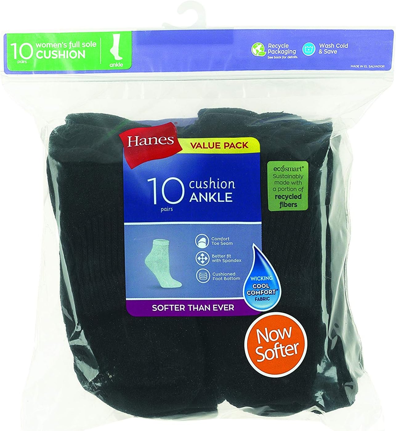 Hanes Women's Ankle, Moisture-Wicking Socks for Women, Cushioned Athletic Ankle Socks, 10-Pack - Image 11