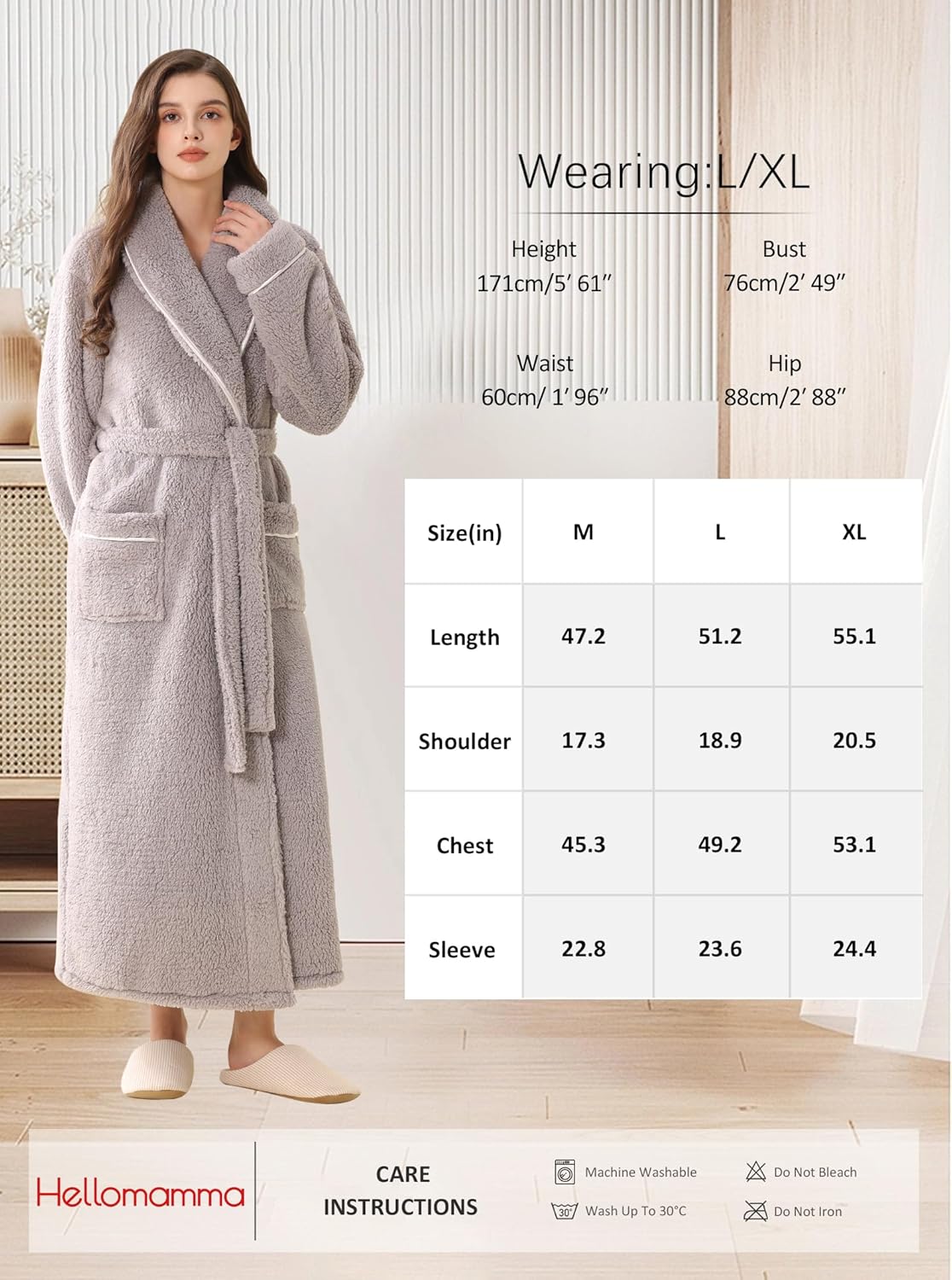 Hellomamma Long Bath Robe for Womens Plush Soft Fleece Bathrobes Nightgown Ladies Pajamas Sleepwear Housecoat - Image 21