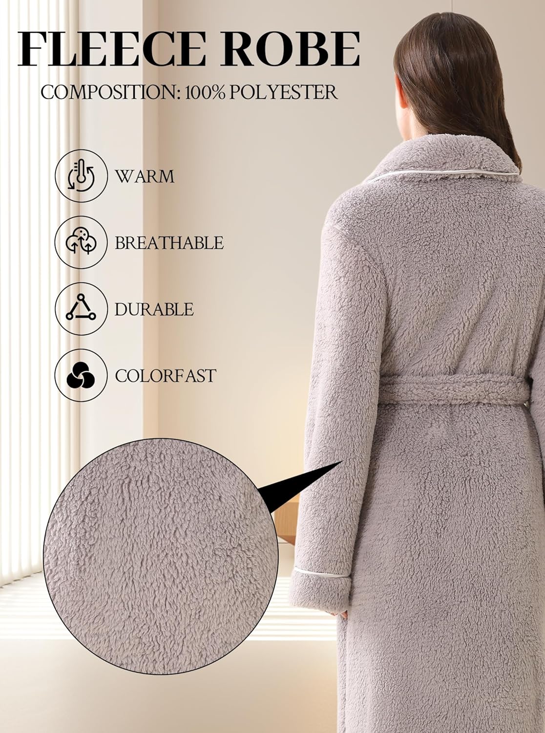Hellomamma Long Bath Robe for Womens Plush Soft Fleece Bathrobes Nightgown Ladies Pajamas Sleepwear Housecoat - Image 18