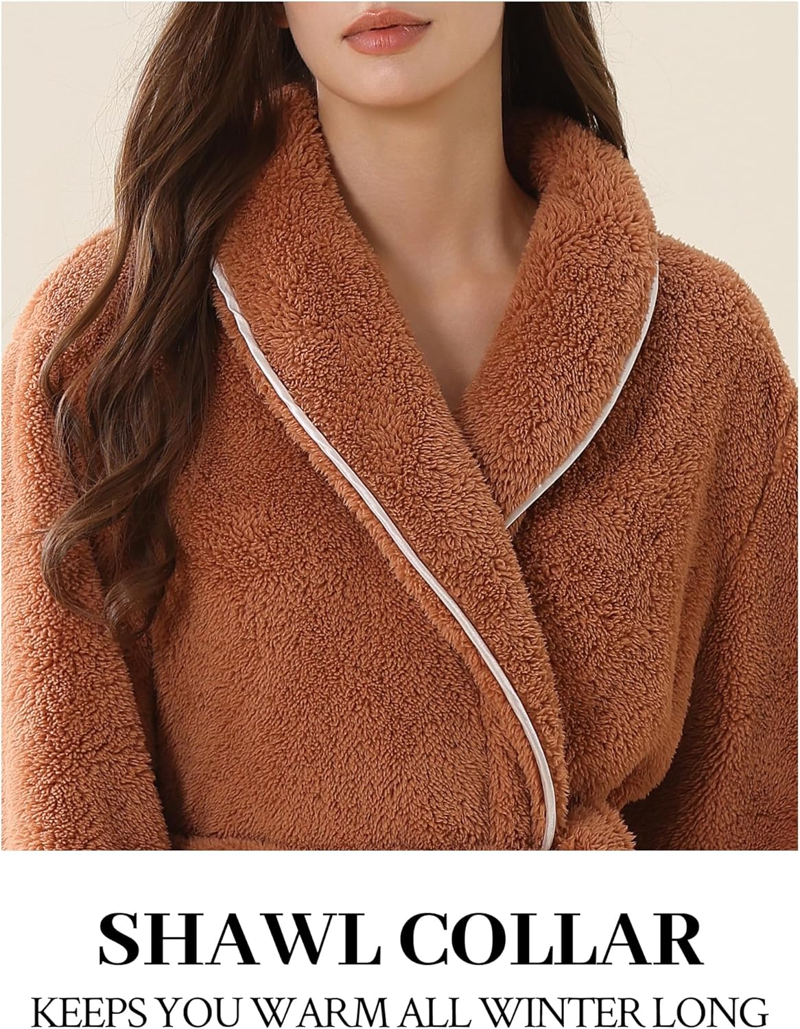 Hellomamma Long Bath Robe for Womens Plush Soft Fleece Bathrobes Nightgown Ladies Pajamas Sleepwear Housecoat - Image 2