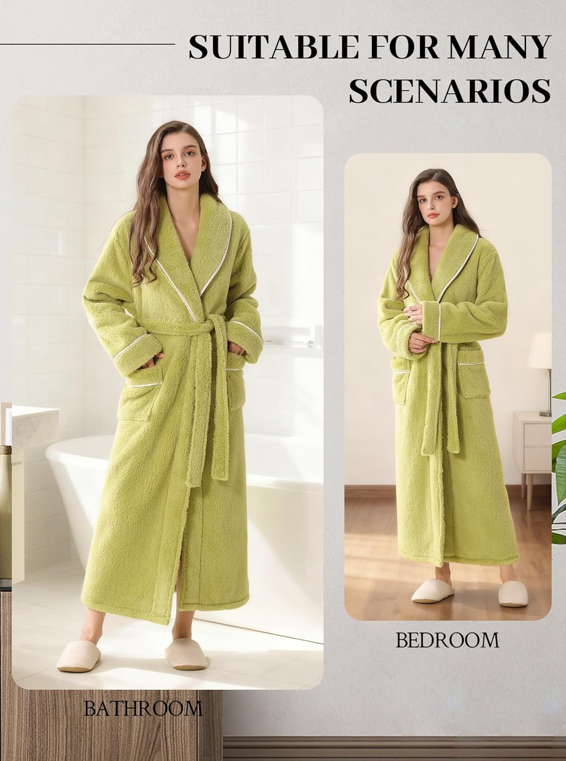 Hellomamma Long Bath Robe for Womens Plush Soft Fleece Bathrobes Nightgown Ladies Pajamas Sleepwear Housecoat - Image 101