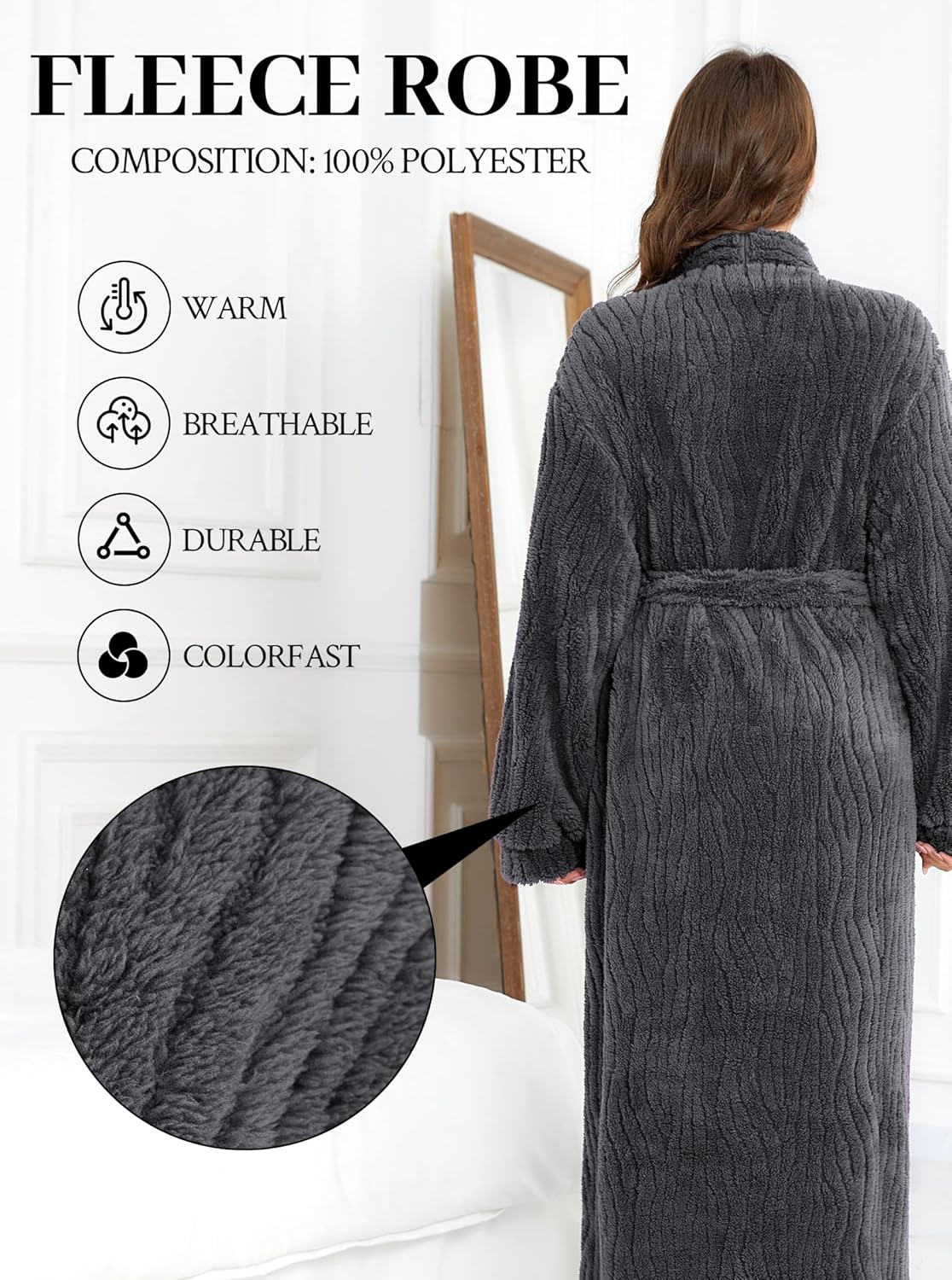 Hellomamma Long Bath Robe for Womens Plush Soft Fleece Bathrobes Nightgown Ladies Pajamas Sleepwear Housecoat - Image 31