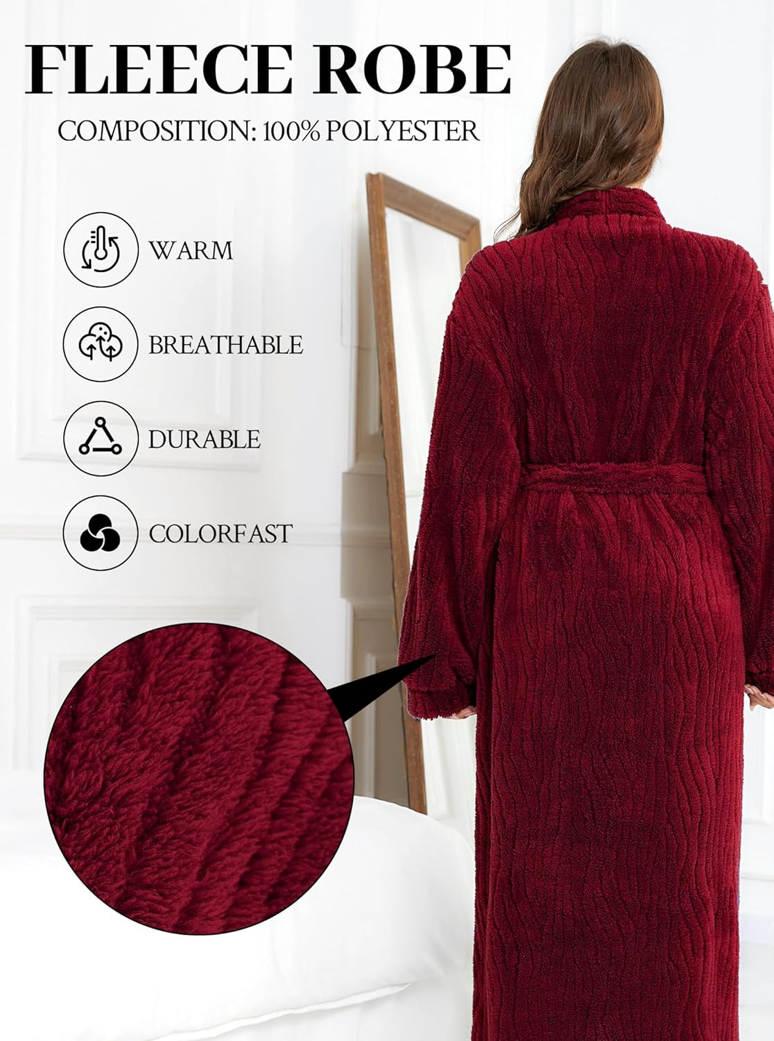 Hellomamma Long Bath Robe for Womens Plush Soft Fleece Bathrobes Nightgown Ladies Pajamas Sleepwear Housecoat - Image 86