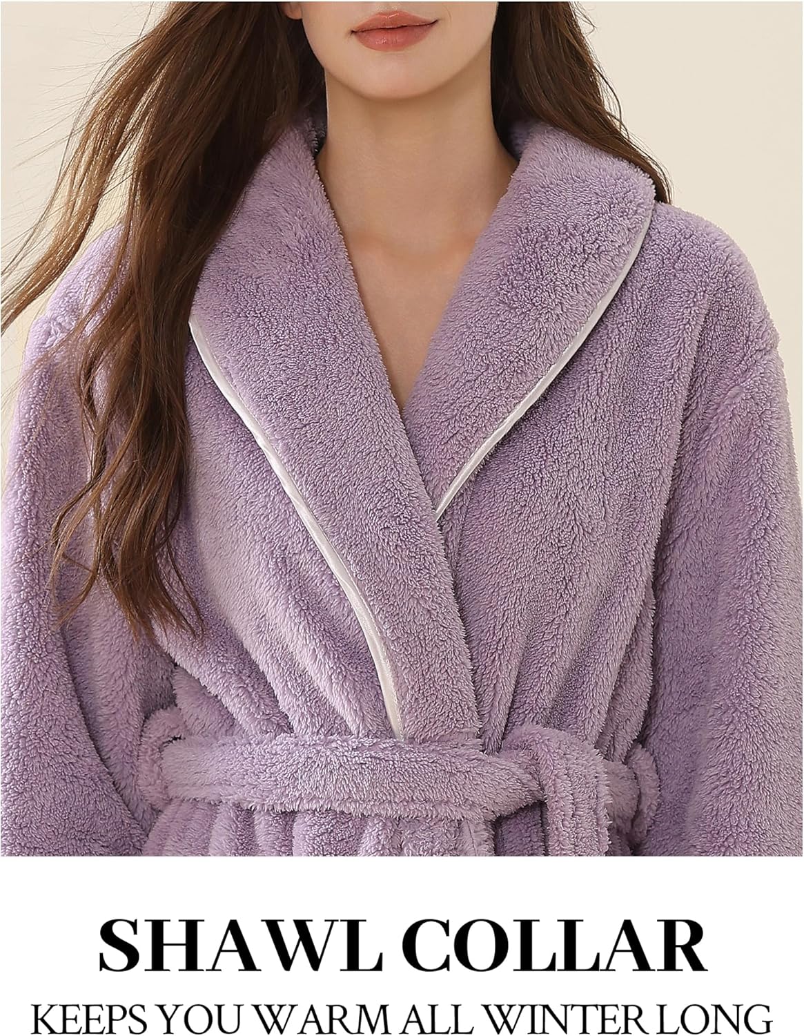 Hellomamma Long Bath Robe for Womens Plush Soft Fleece Bathrobes Nightgown Ladies Pajamas Sleepwear Housecoat - Image 9