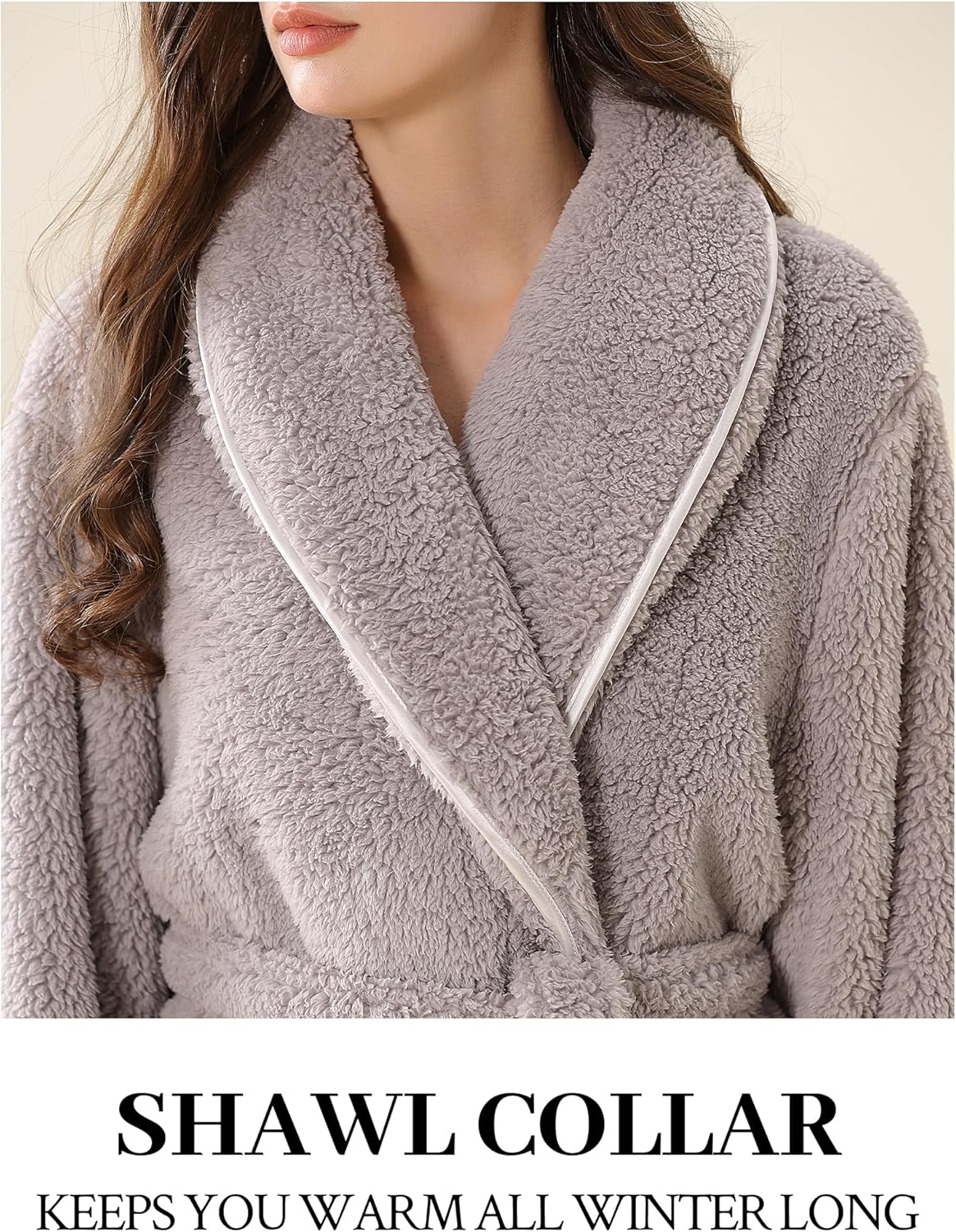 Hellomamma Long Bath Robe for Womens Plush Soft Fleece Bathrobes Nightgown Ladies Pajamas Sleepwear Housecoat - Image 16