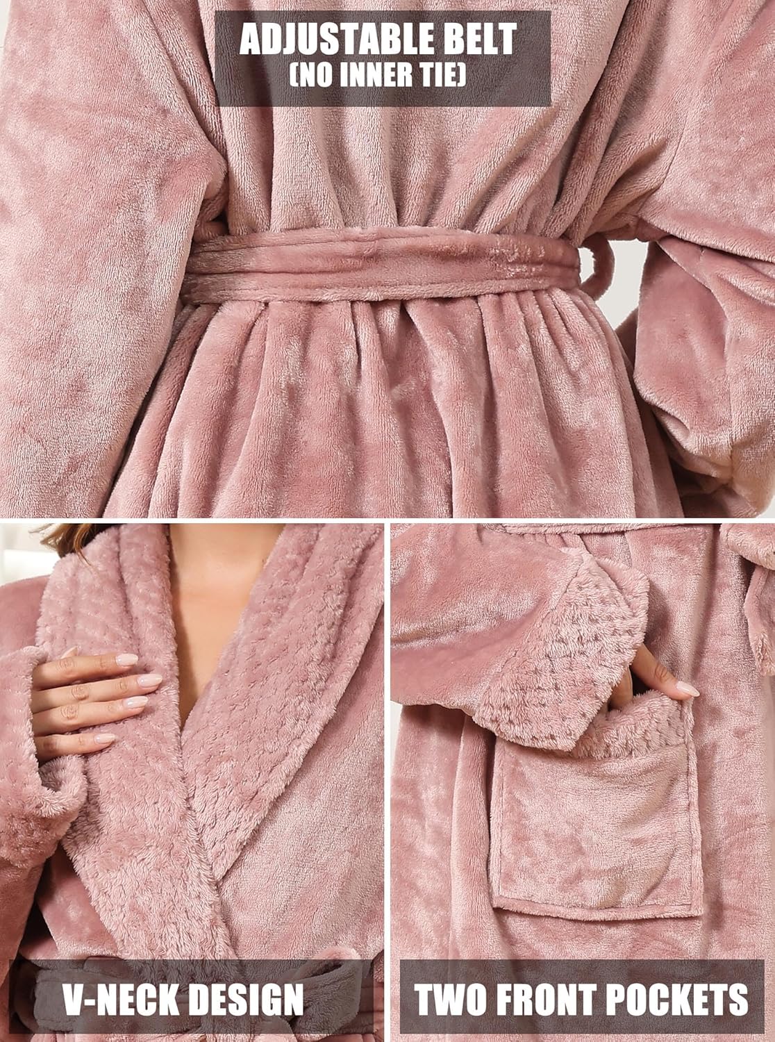 Hellomamma Long Bath Robe for Womens Plush Soft Fleece Bathrobes Nightgown Ladies Pajamas Sleepwear Housecoat - Image 24