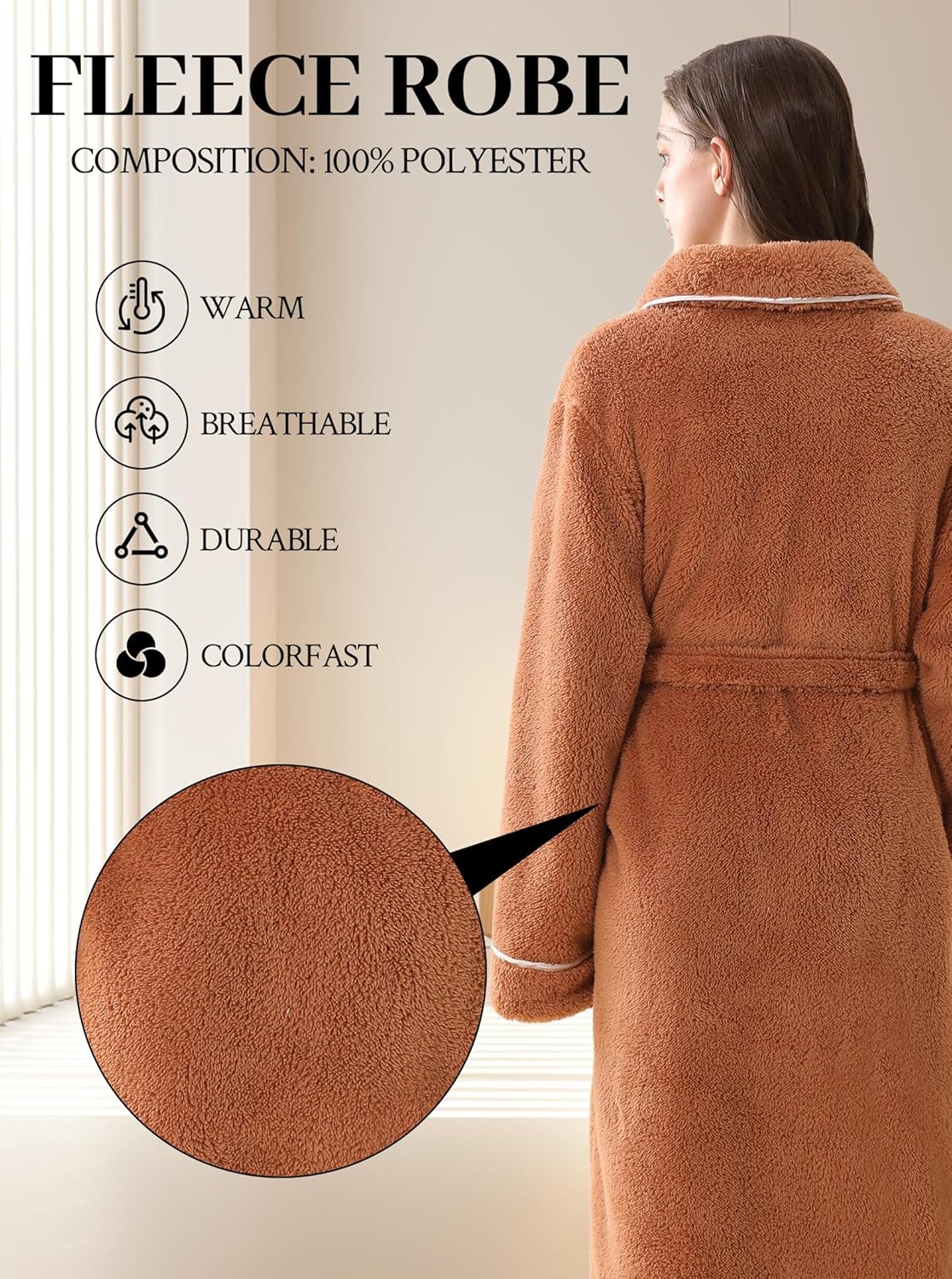 Hellomamma Long Bath Robe for Womens Plush Soft Fleece Bathrobes Nightgown Ladies Pajamas Sleepwear Housecoat - Image 4